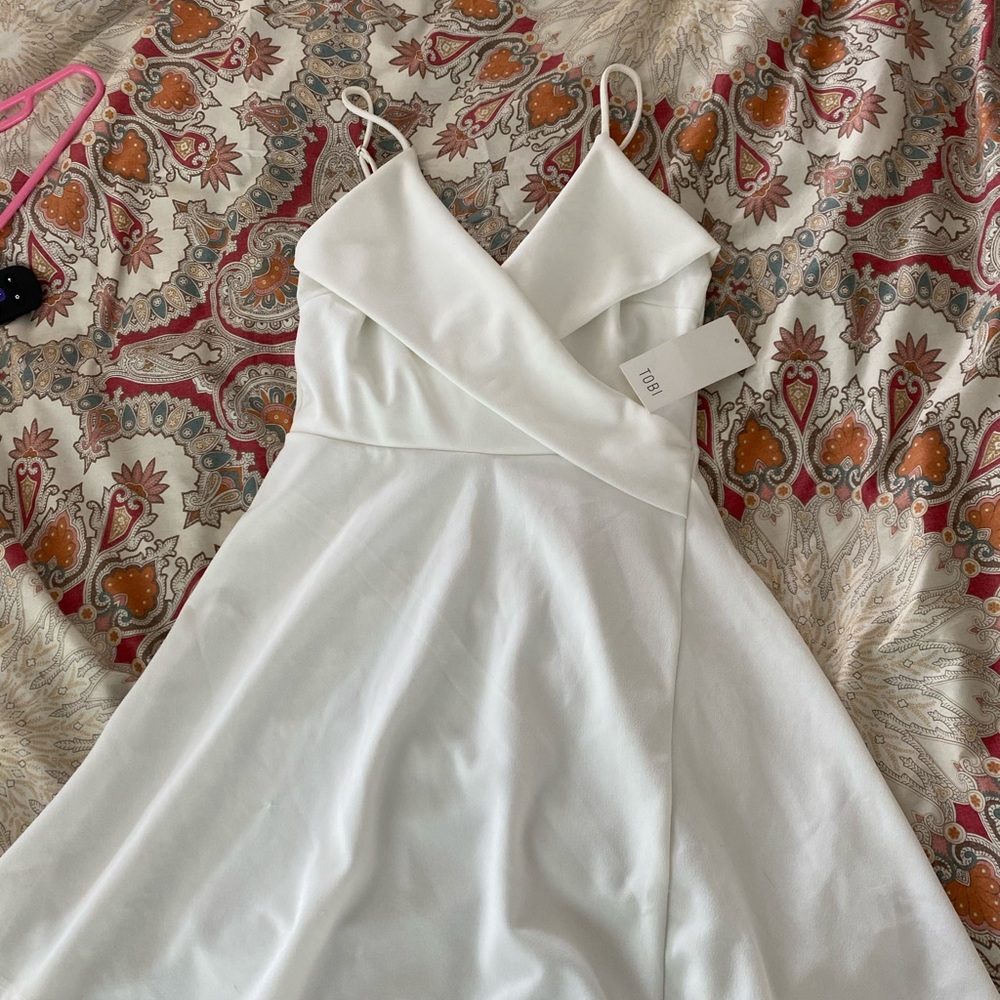 White Tobi mini wrap dress